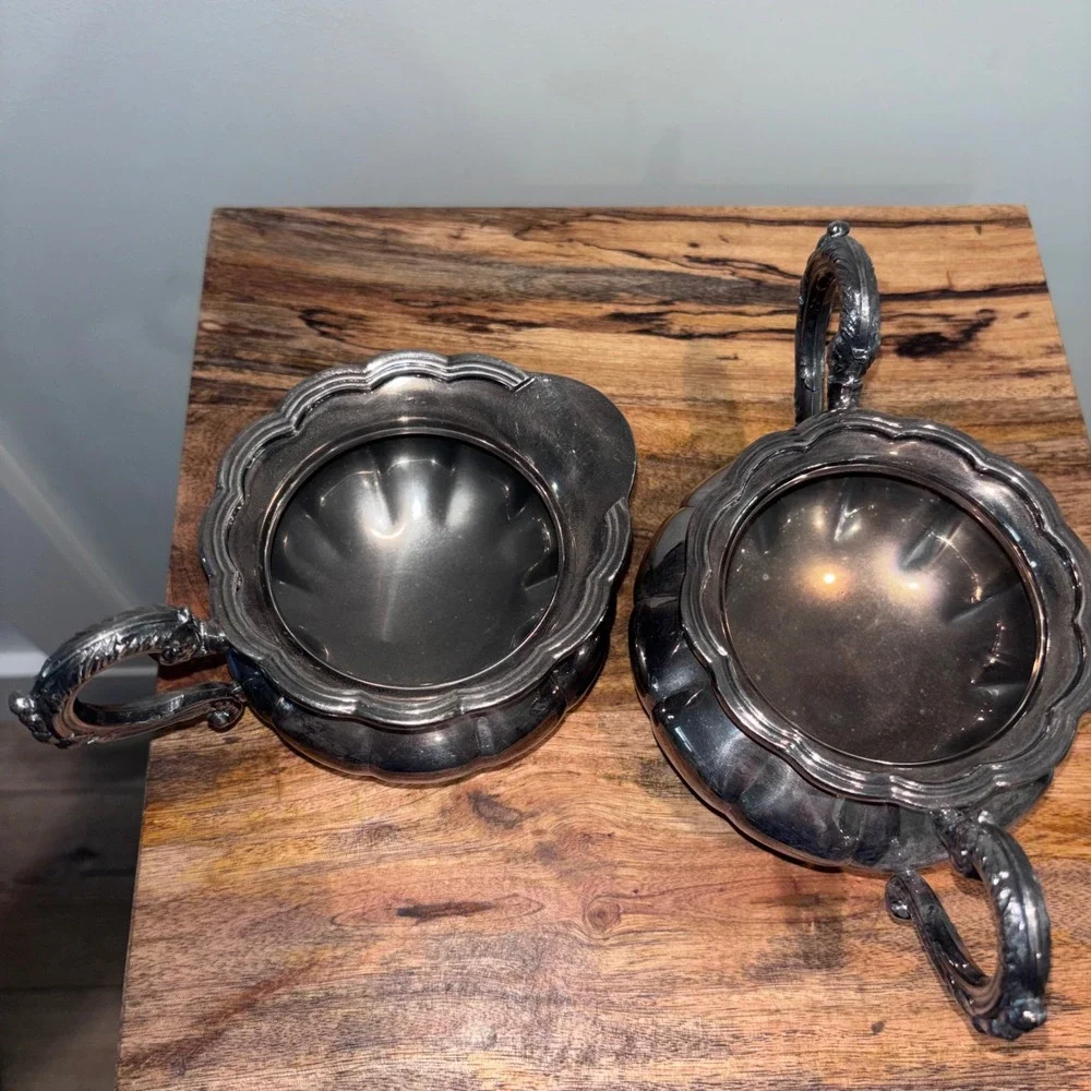Victorian Plate EPBM 377 Silver‎ Creamer and Sugar Bowl Set Vintage Ornate
